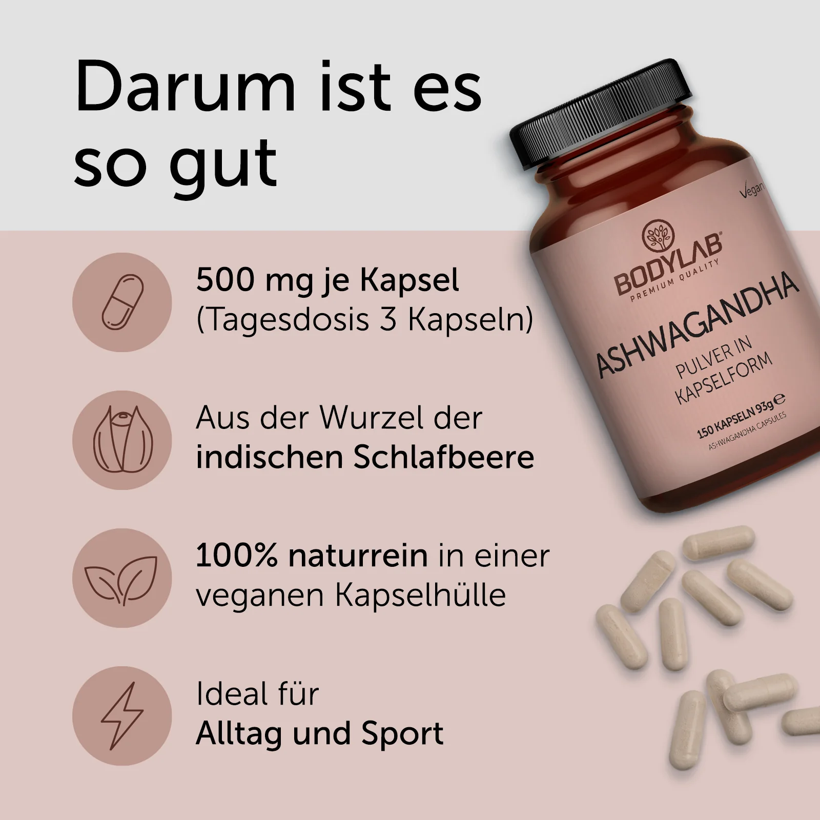 3 x Ashwagandha Pulver in Kapselform (3 x 150 Kapseln) - Image 2