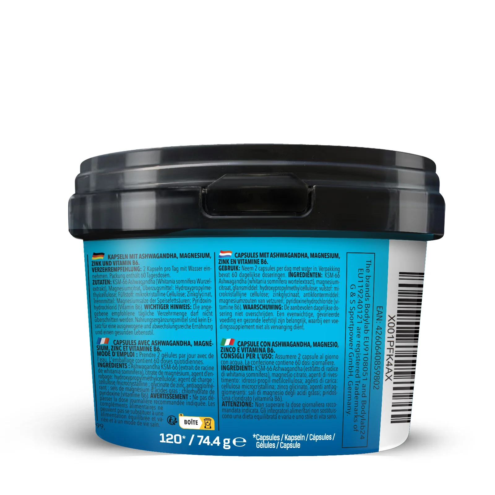 Ashwagandha + Magnesium - Zinc - Vitamin B6 (120 Kapseln) - Image 3
