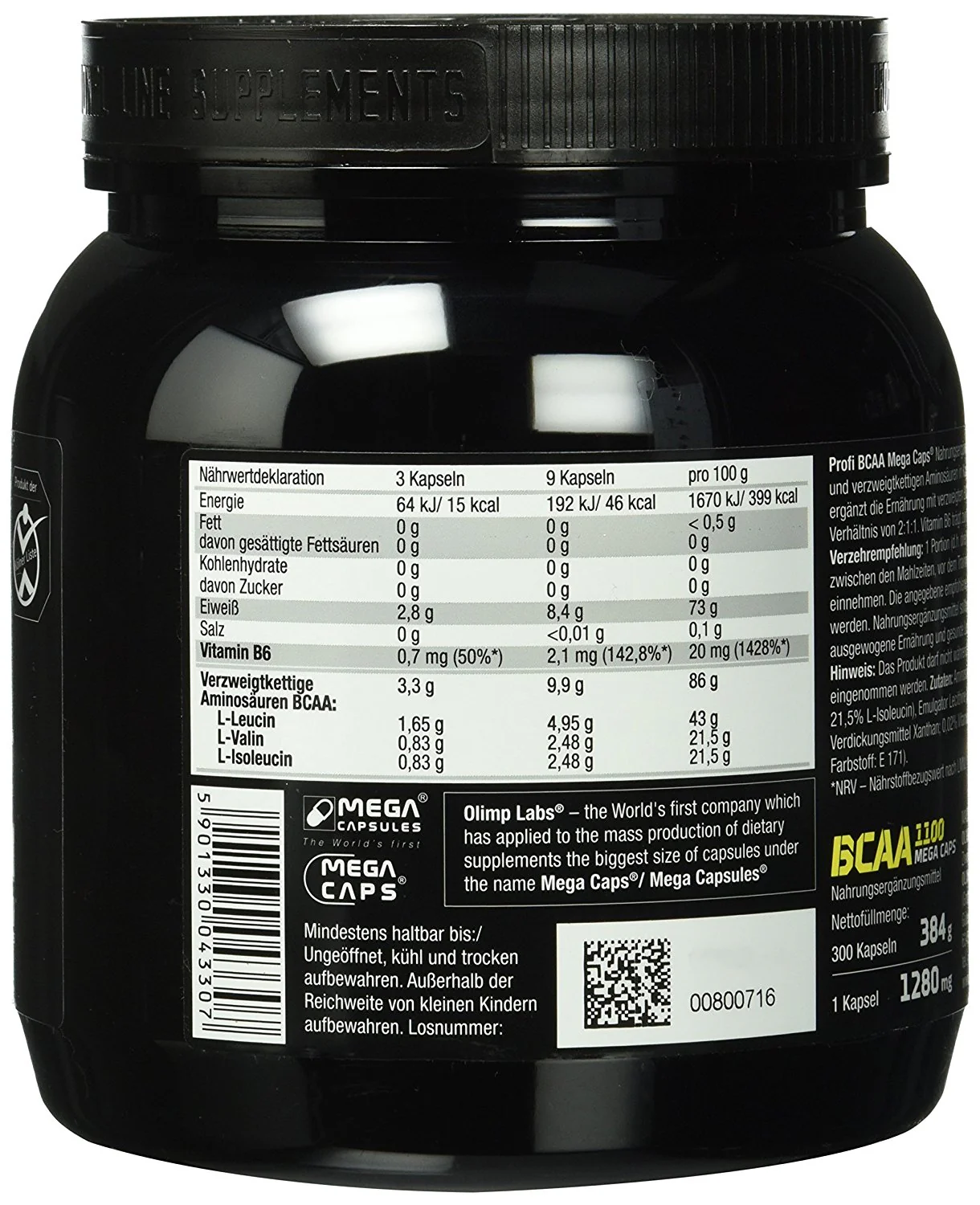 BCAA Mega Caps 1100 (300 Kapseln) - Image 2