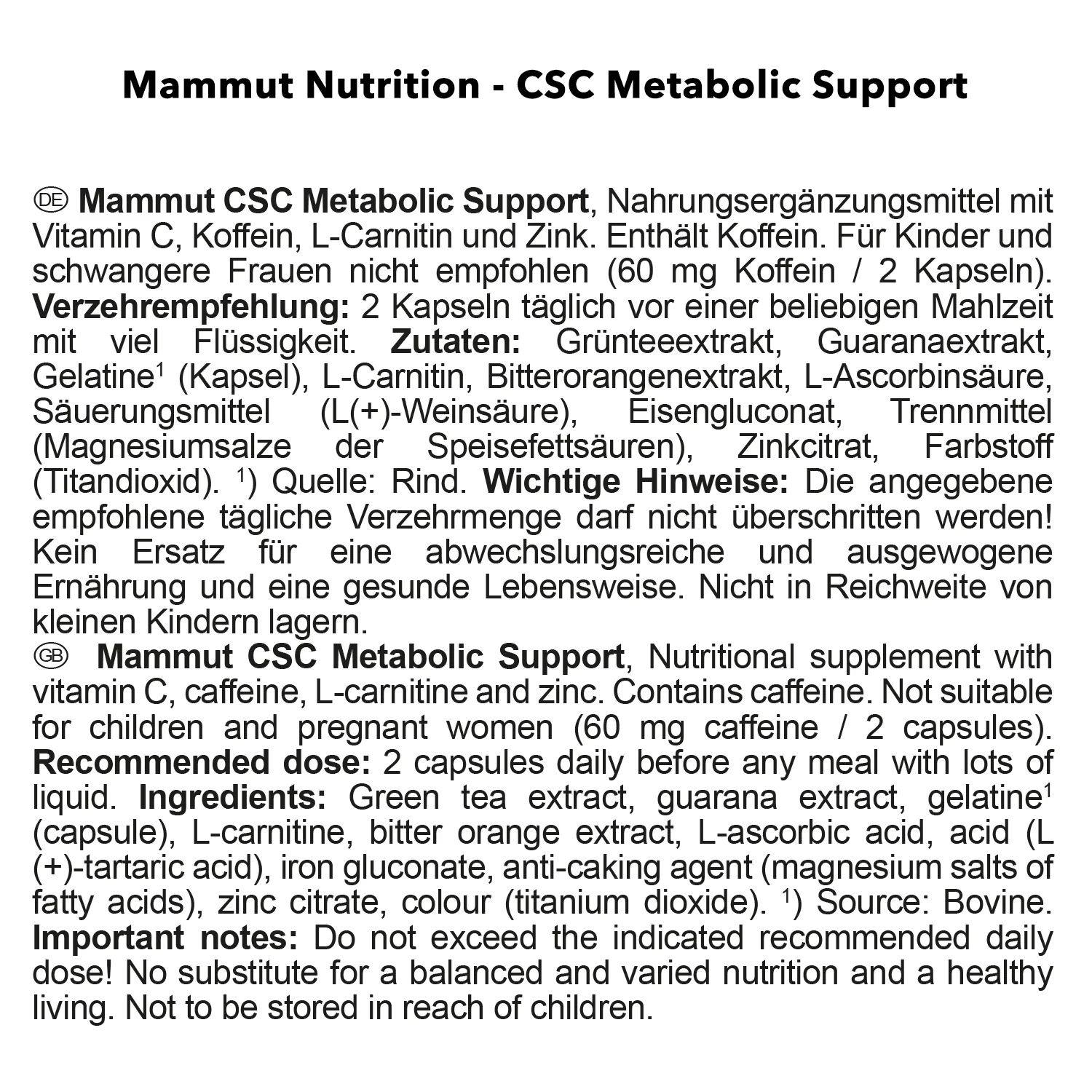 CSC Metabolic Support (150 Kapseln) - Image 4