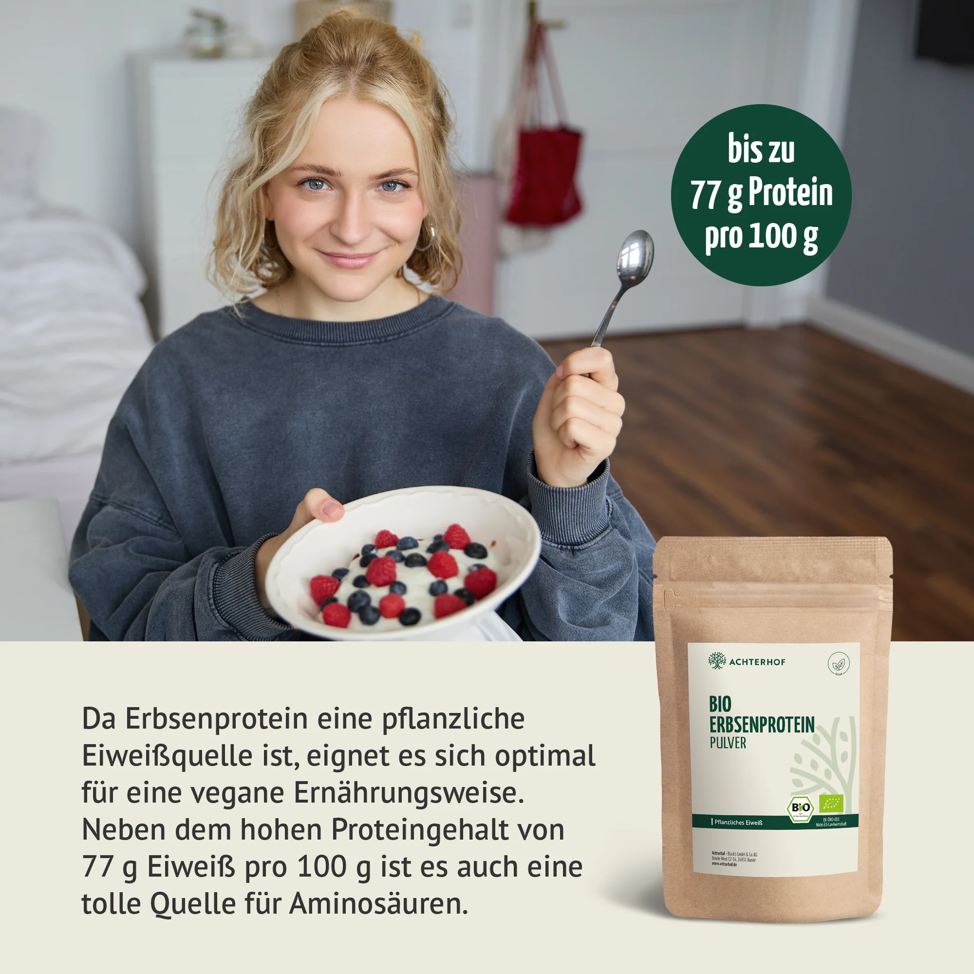 Bio Erbsenprotein Pulver (1000g) - Image 5