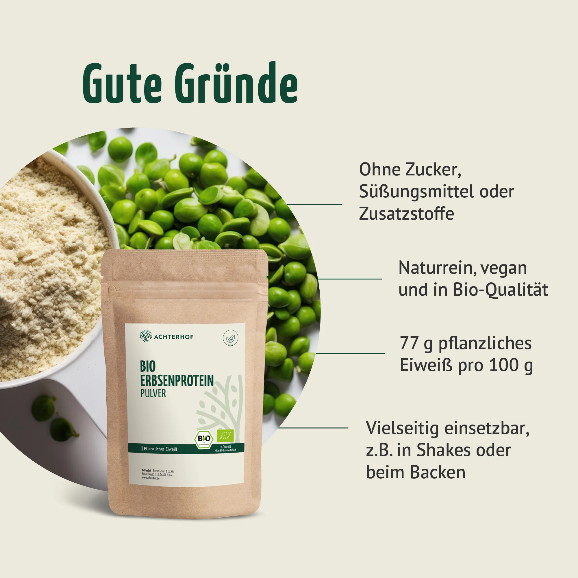 Bio Erbsenprotein Pulver (250g) - Image 4