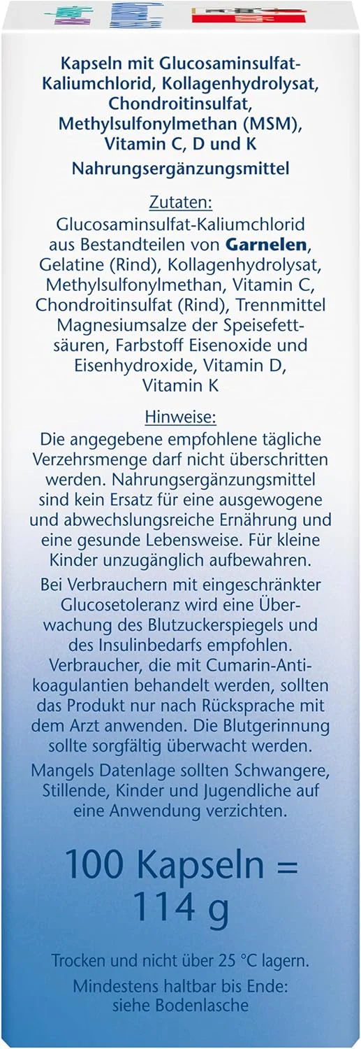 Glucosamin 1550 + Kollagen + MSM + Vitamin C (2x100 Kapseln) - Image 3