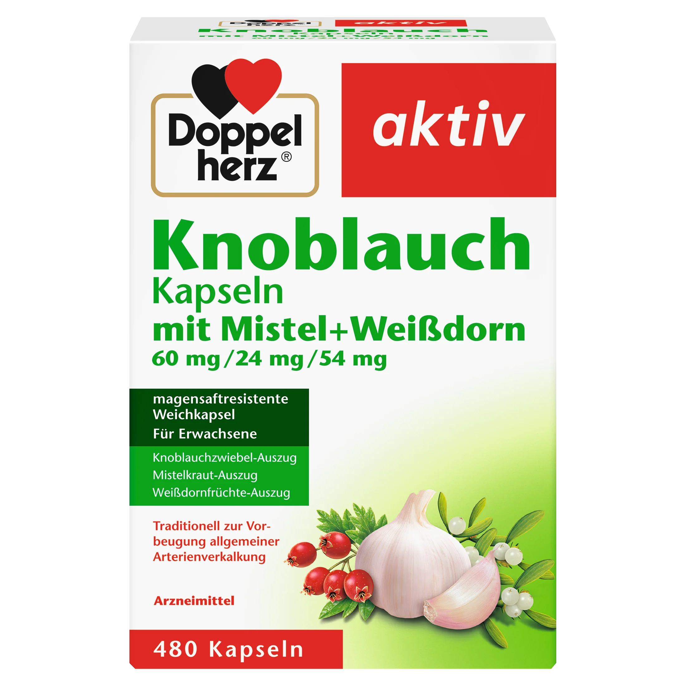 Knoblauch Kapseln mit Misteln + Weißdorn + Vitamin B1 (480 Kapseln)