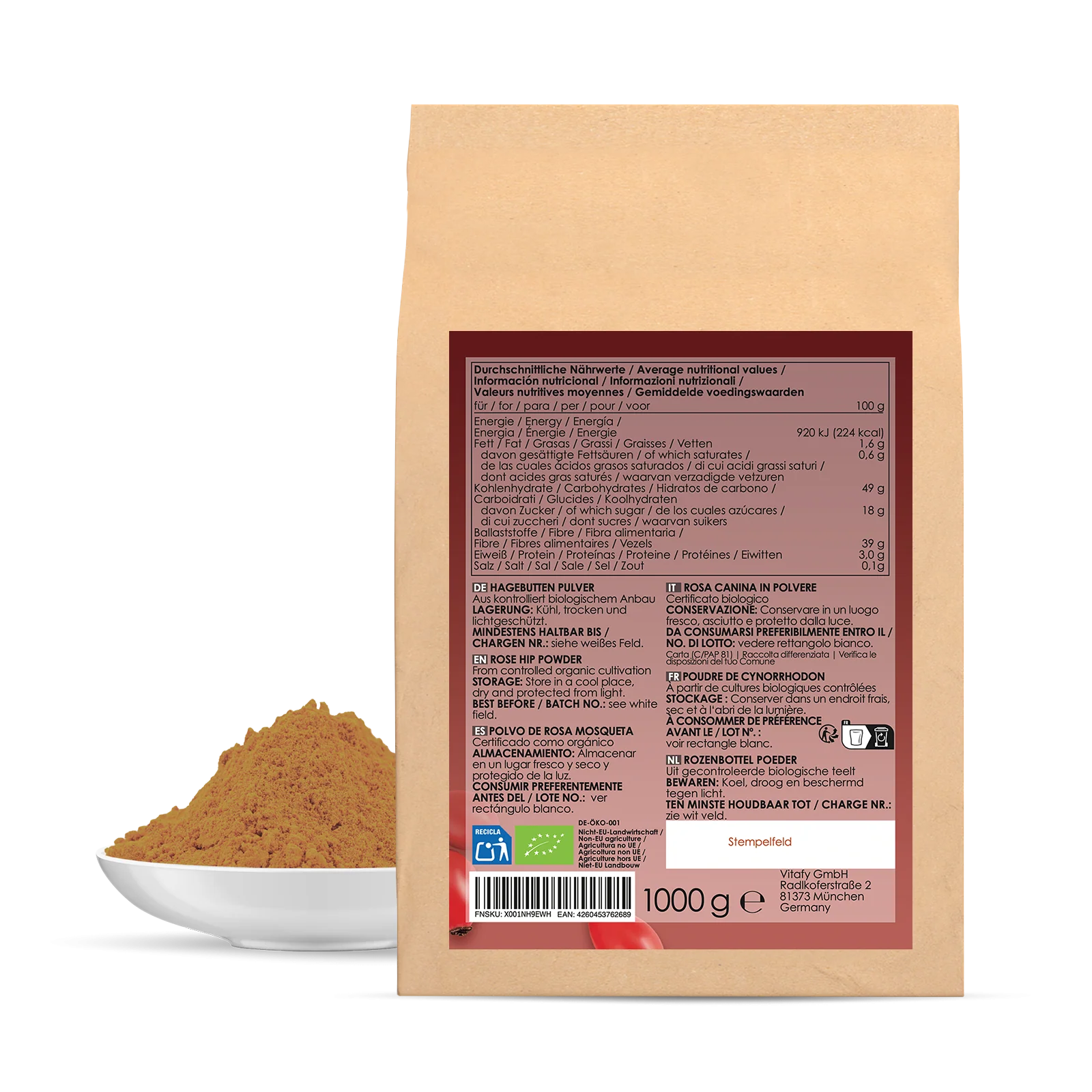 Hagebuttenpulver bio (1000g) - Image 2