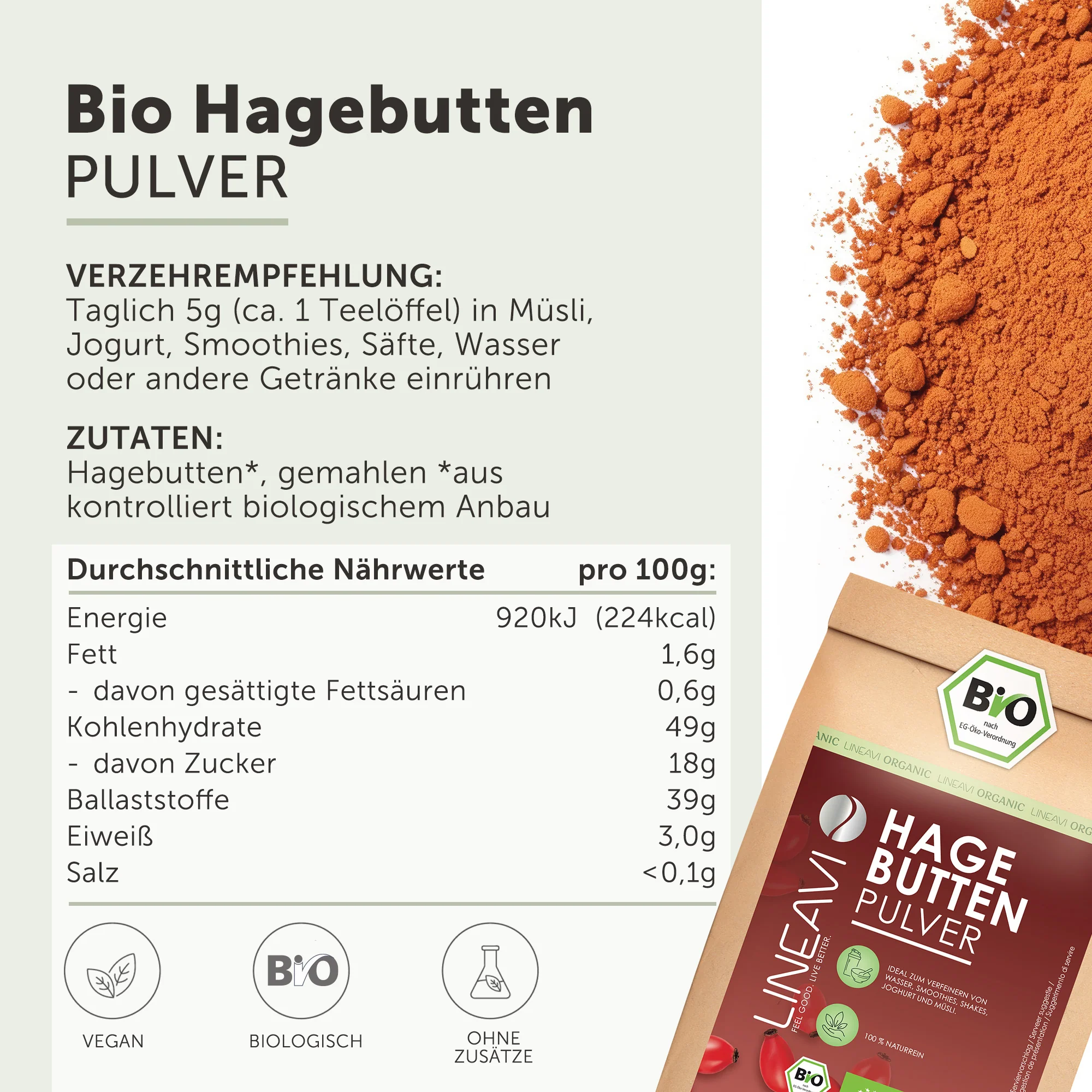 Hagebuttenpulver bio (1000g) - Image 6