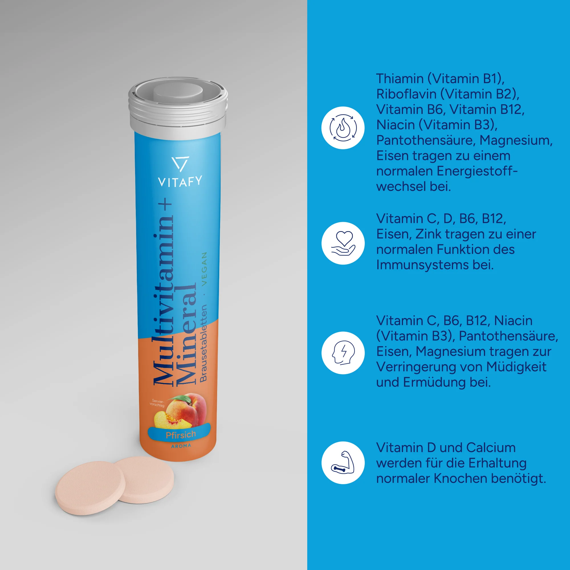 Multivitamin + Mineral - Pfirsich (20 Brausetabletten) - Image 3