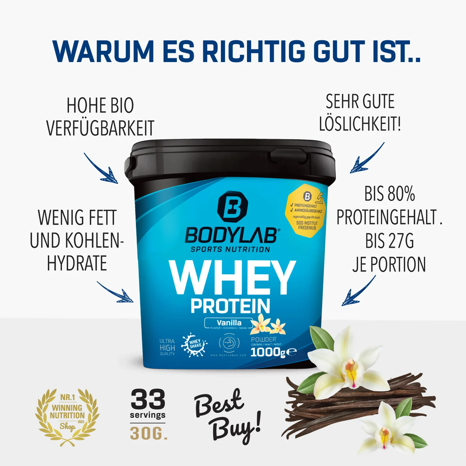 POWER WHEY DEAL - Whey Protein (1000g) + Creatine Powder (500g) + Omega-3 (120 Kapseln) - Image 2