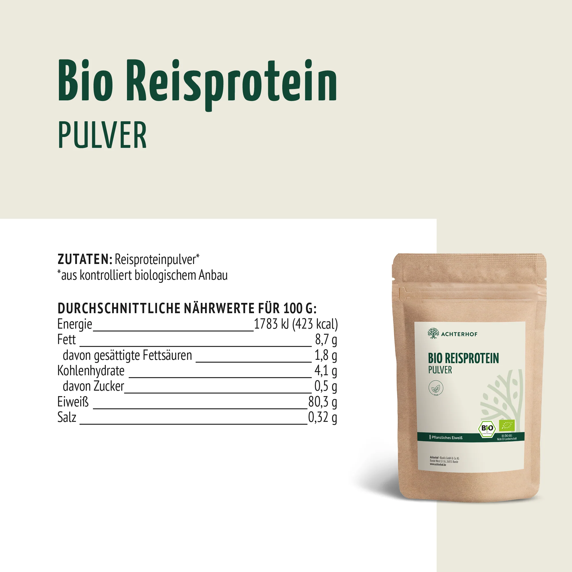 Bio Reisprotein Pulver (1000g) - Image 6