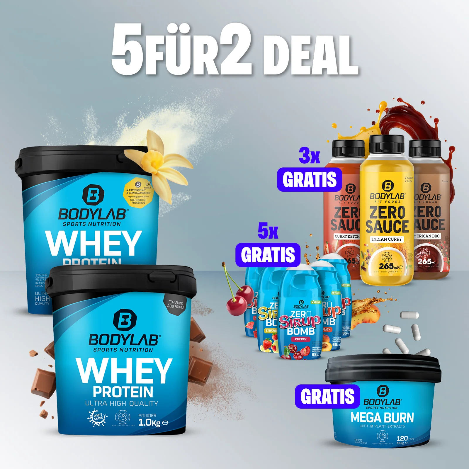 5Für2 Smart Diet-Powerpack mit Gratis Zero Saucen + Zero Sirup Bomb Mix + Mega Burn - Image 3