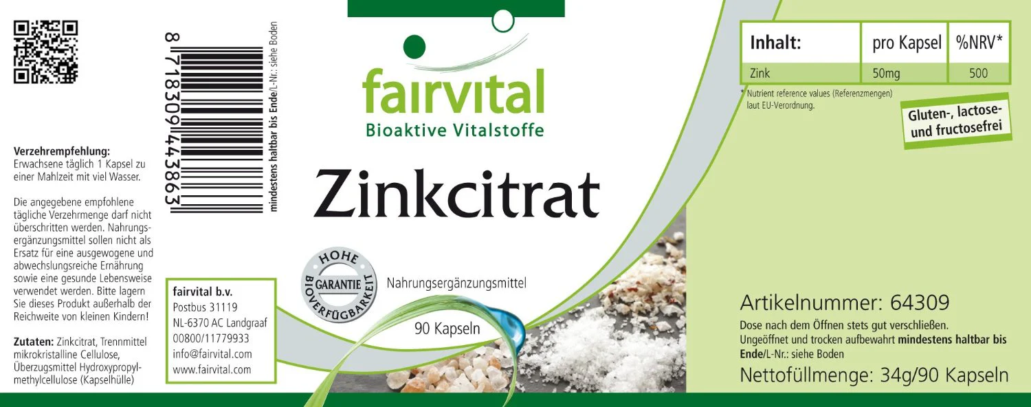 Zinkcitrat mit 50mg Zink (90 Kapseln) - Image 2